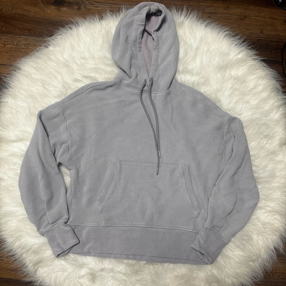 Athleta Balance Waffle Knit Cropped Hoodie in Tinsel Lilac Purple size XS
